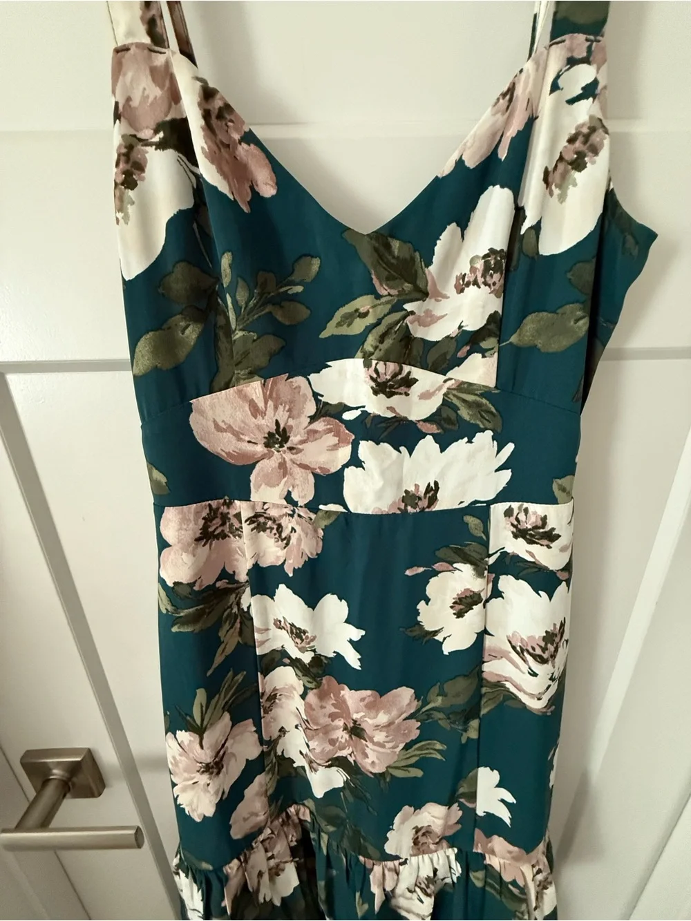 Abercrombie & Fitch Teal Floral Maxi Dress with Blush and Cream Flowers
